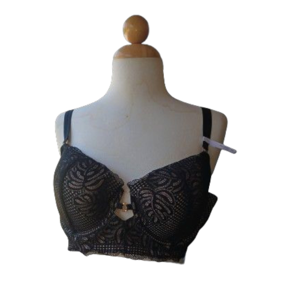 New Aerie Black Underwire Bra with Floral Pattern 40C